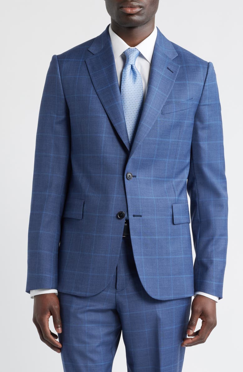 Paul Smith Camberwell Tailored Fit Blue Windowpane Check Wool Suit, Alternate, color, Blue