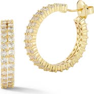 CHLOE AND MADISON Double Row Cubic Zirconia Hoop Earrings