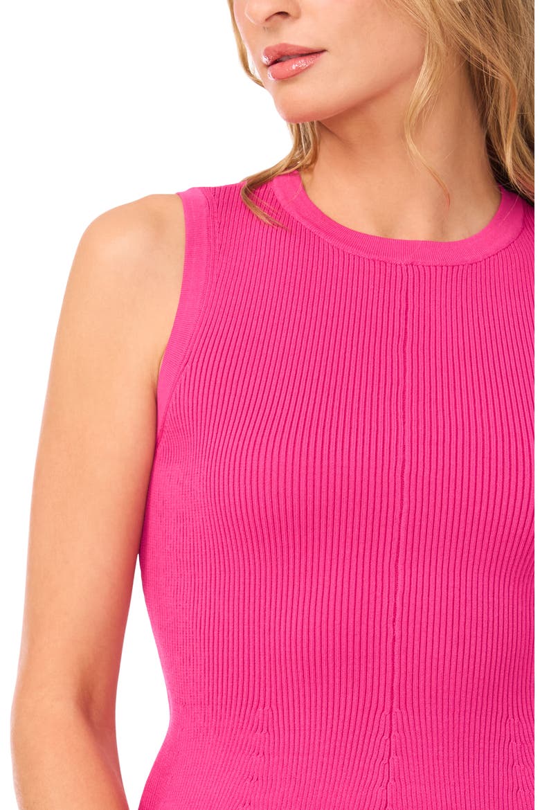 Sleeveless Peplum Rib Top, Alternate, color, ROSE VIOLET