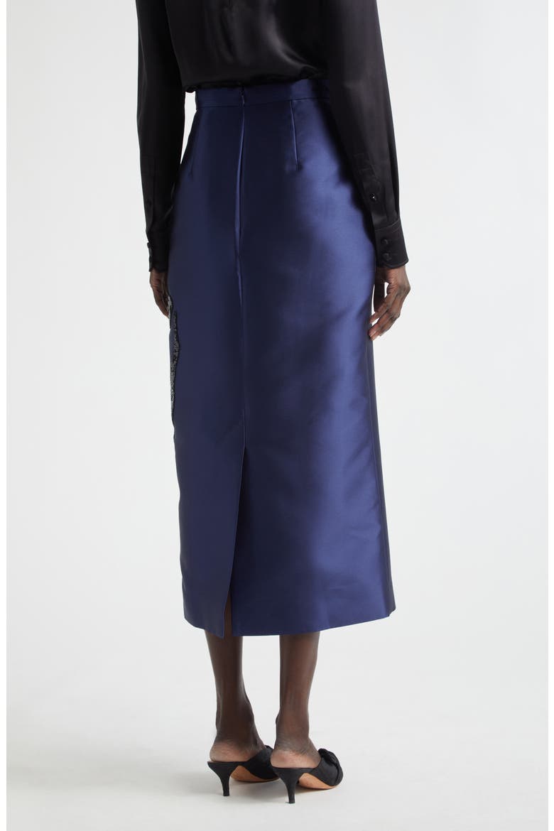 Tulip Embellished Mikado Pencil Skirt, Alternate, color, BEETLE