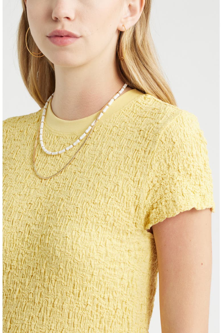 Crinkle Knit Crewneck Top, Alternate, color, YELLOW SUNDRESS