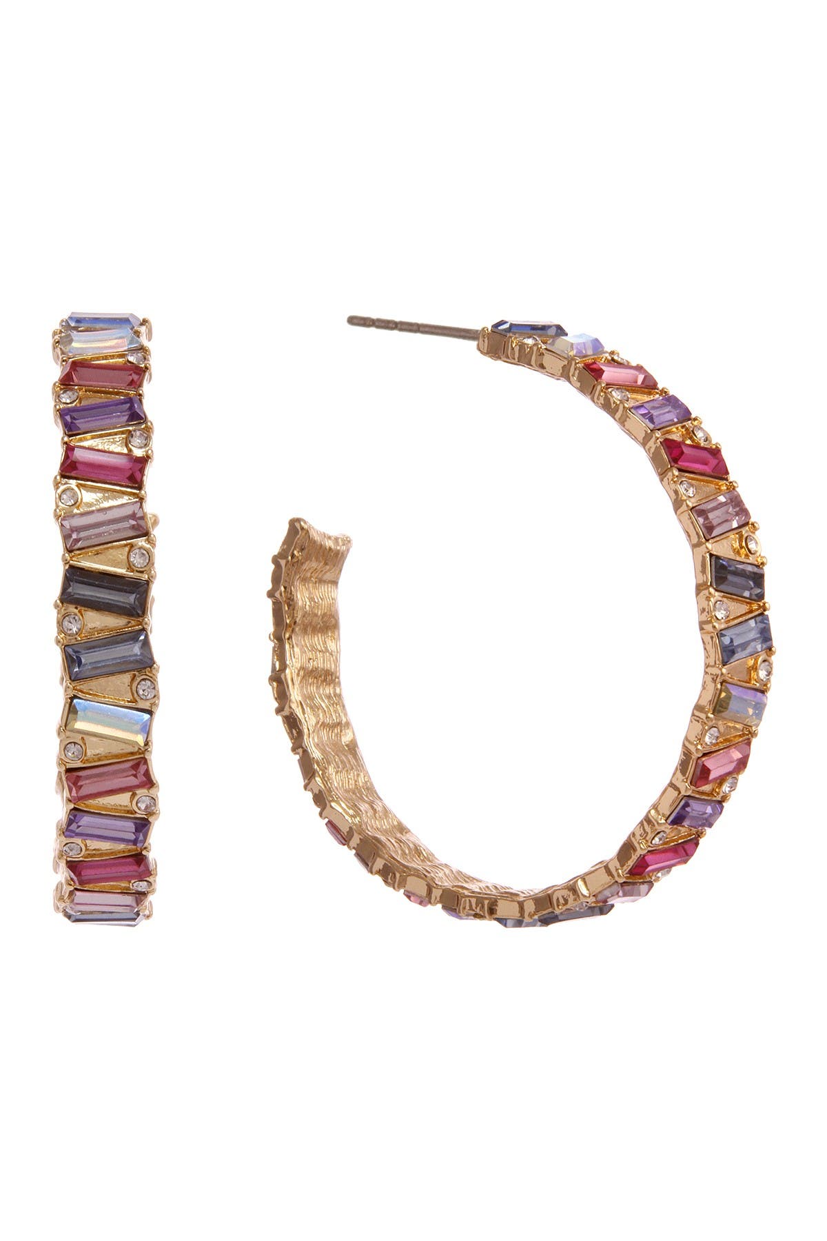 Christian Siriano Multi Colored Stone Statement Hoop Earrings (Women ...