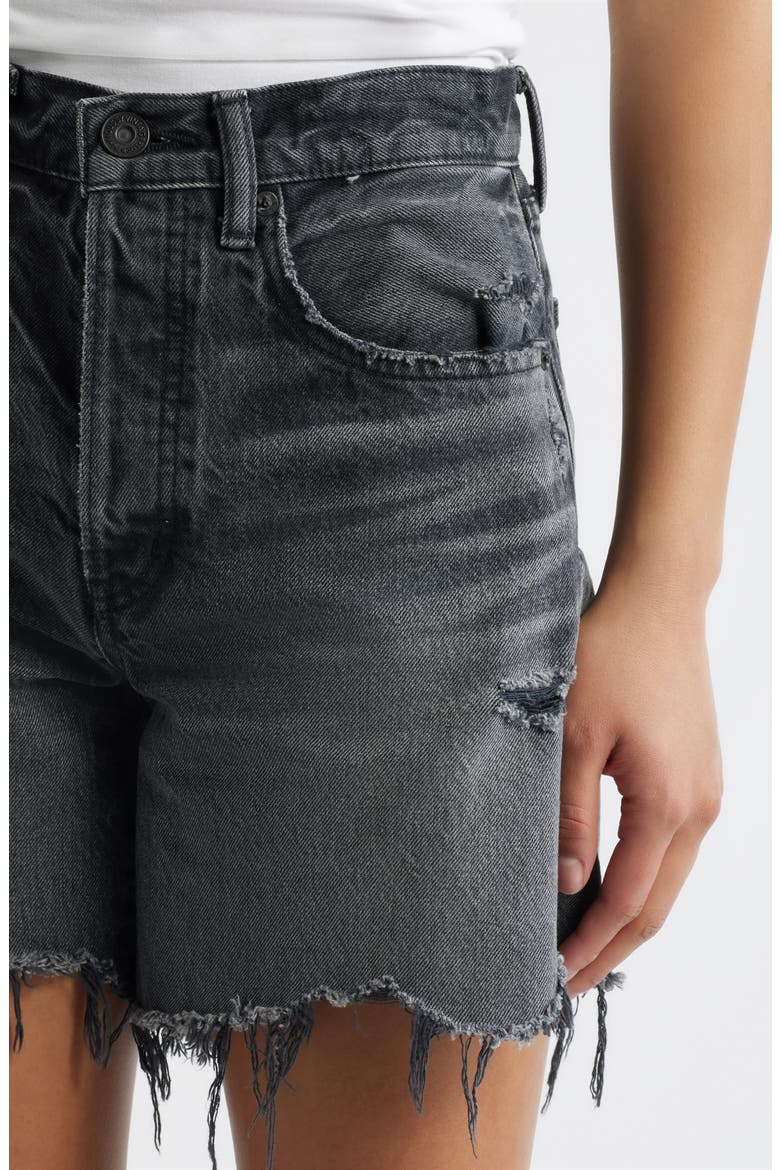 Shirley High Waist Cutoff Denim Shorts, Alternate, color, BLACK