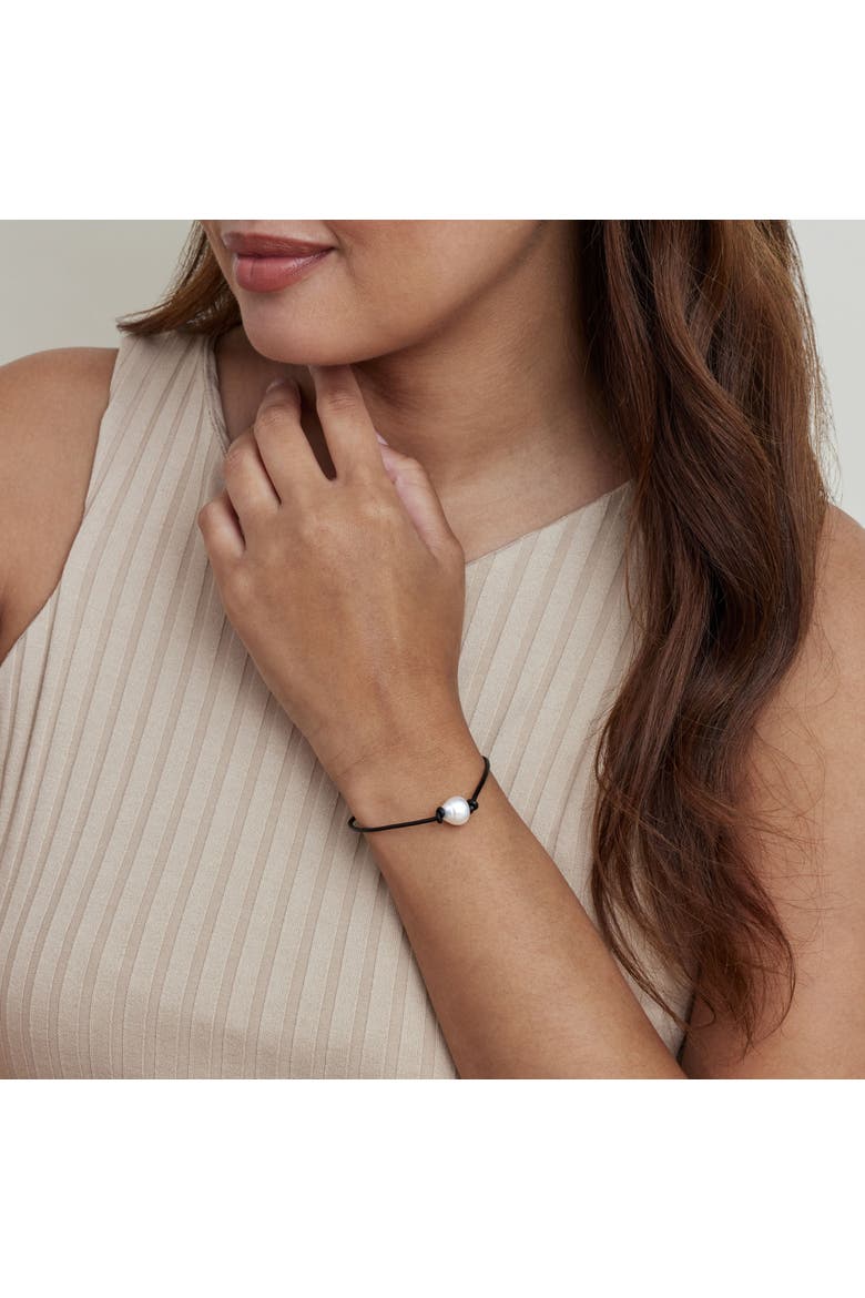 White South Sea Baroque Pearl Leather Bracelet, Alternate, color, White Pearl