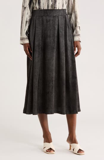 Patrizia Luca Print Side Pocket Midi Skirt In Black