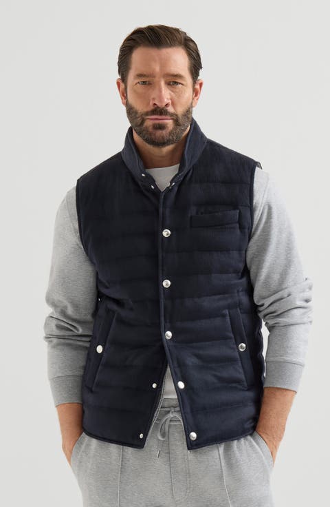 Lightweight cashmere flannel down vest