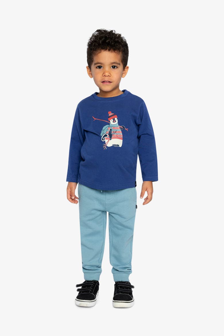 Organic Cotton Crew Neck Penguin Graphic Long Sleeve T-Shirt, Alternate, color, Blue