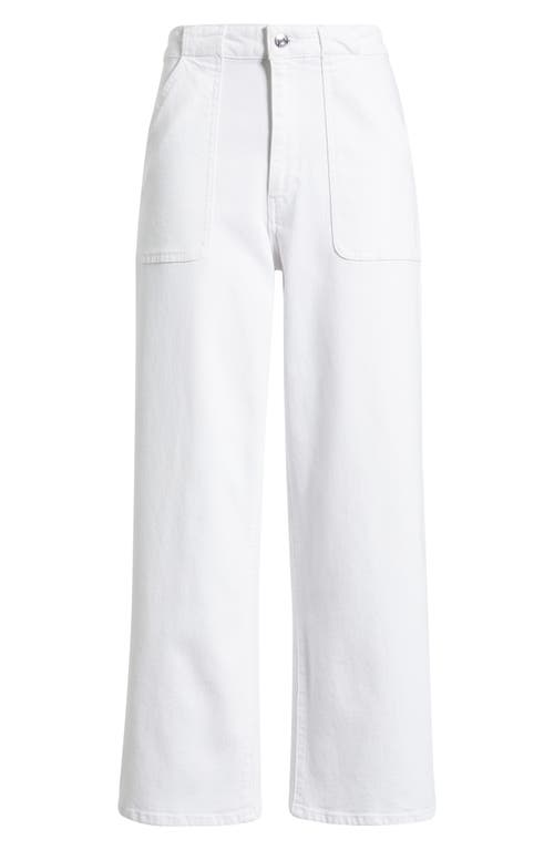 Shop Frame The Modern Pocket Wide Leg Jeans In White