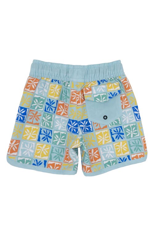 Feather 4 Arrow Palm Check Board Shorts In Crystal Blue