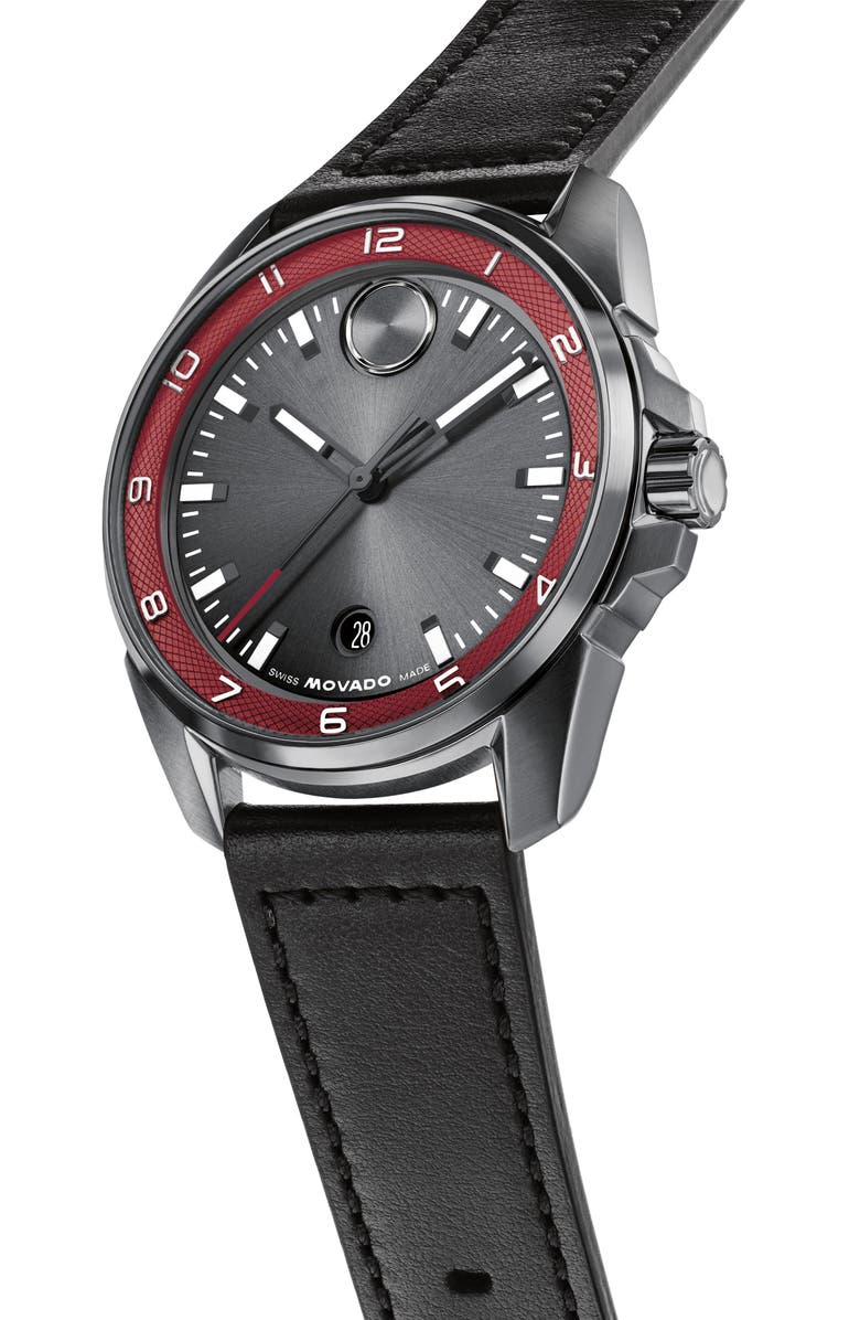 Movado Bold Verso S Leather Strap Watch, 42mm, Alternate, color, 