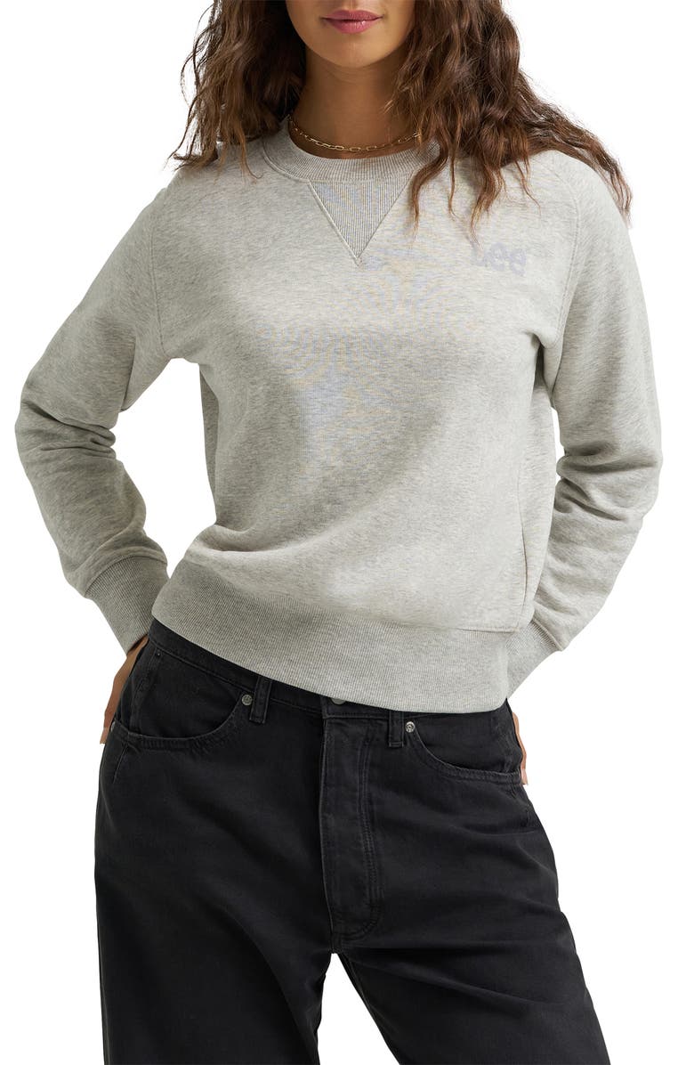 Lee Crewneck Crop Sweatshirt, Main, color, Washed Gray Heather