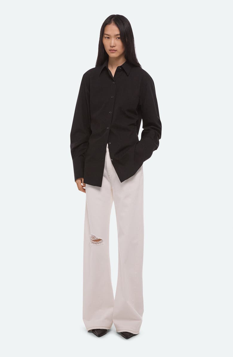 Helmut Lang Open Tie Back Cotton Shirt, Alternate, color, Black