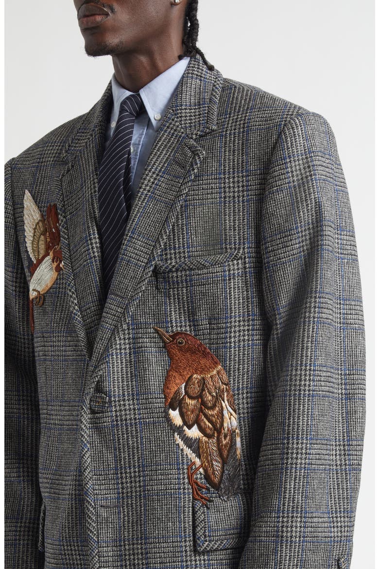 Canary Embroidered Glen Plaid Wool Sport Coat, Alternate, color, MEDIUM GREY