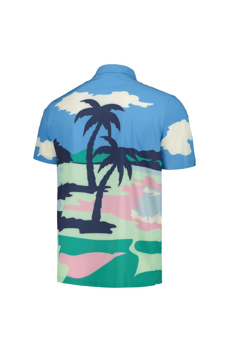 PUMA Men's Puma x PTC Blue WM Phoenix Open Print MATTR Button-Up Shirt, Alternate, color, Blue