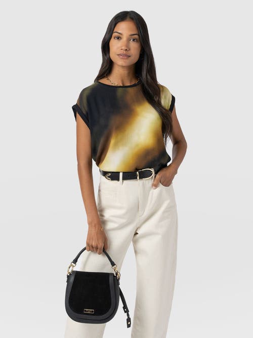 Saint + Sofia Turn Up Contrast Tee In Yellow