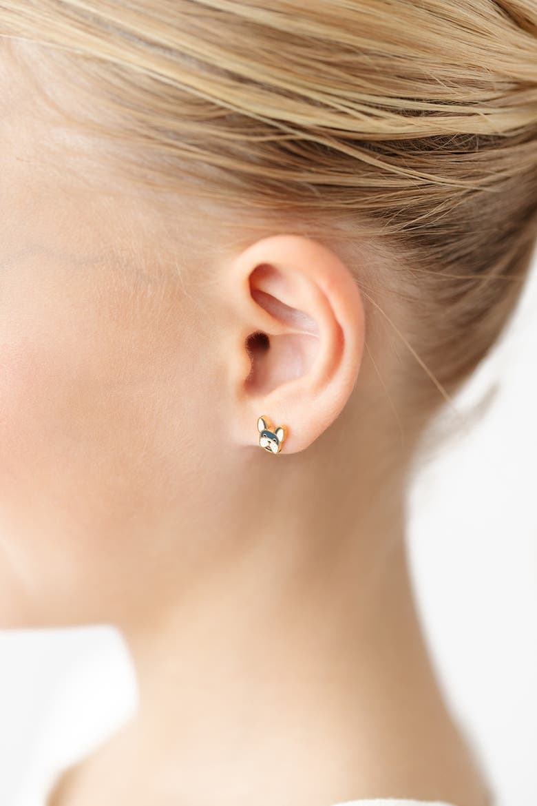 Frenchie Stud Earring, Alternate, color, White/Grey