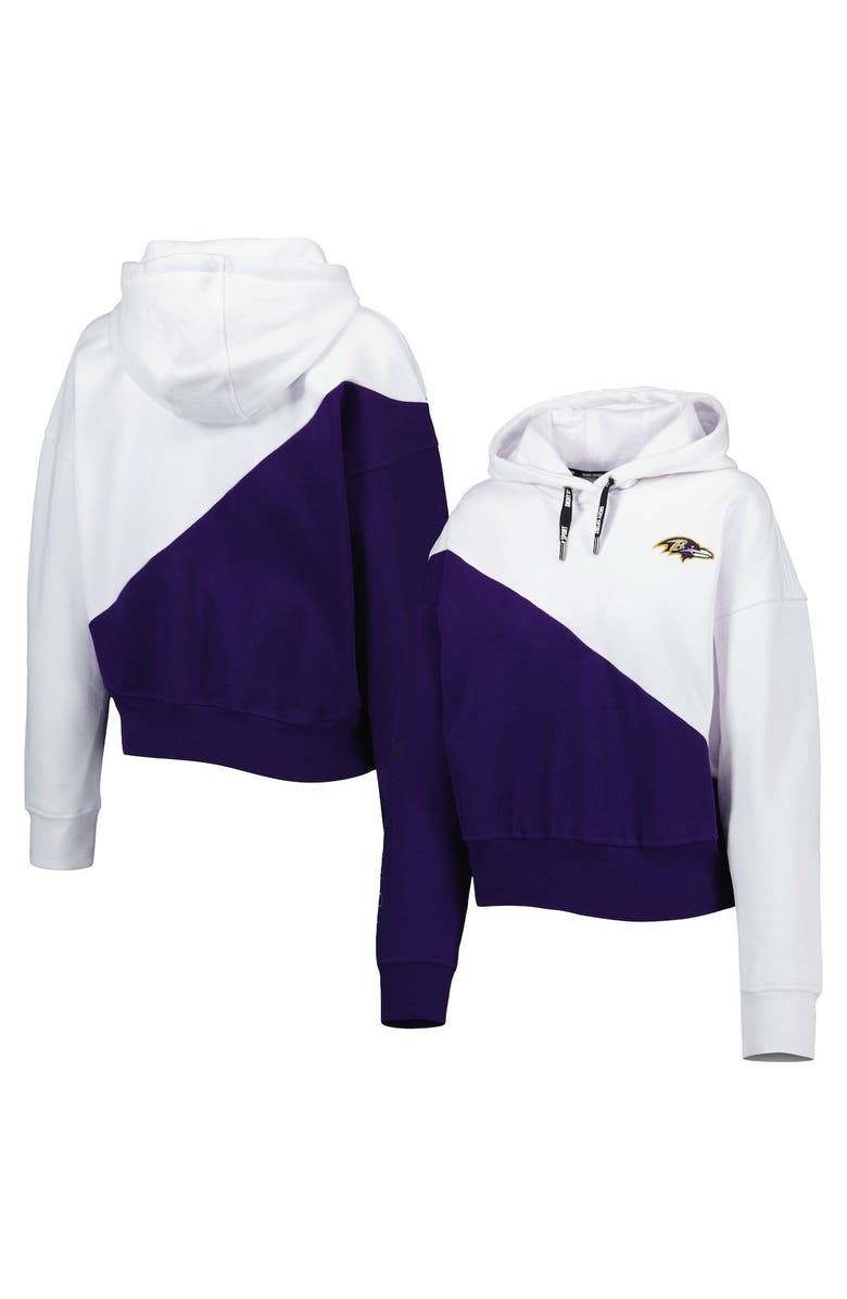 DKNY SPORT Women's DKNY Sport White/Purple Baltimore Ravens Bobbi Color Blocked Pullover Hoodie, Main, color, White