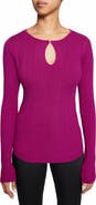 Santorelli Charlene Ribbed Keyhole Knit Top in Merino Wool