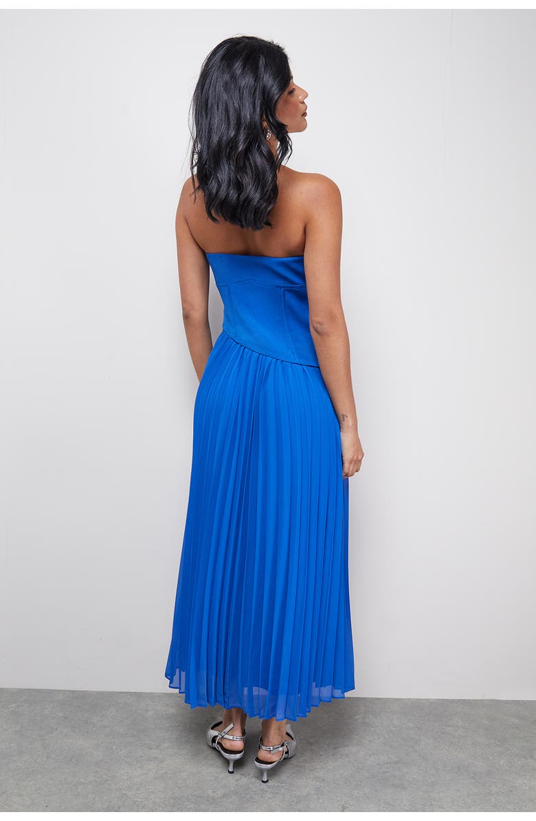 Warehouse Bandeau Bodice Pleated Midi Dress, Alternate, color, Cobalt