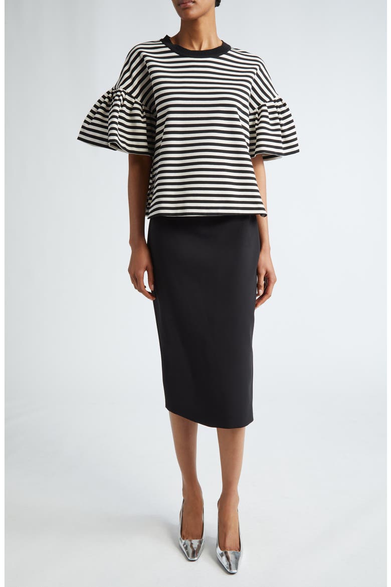 Peirak Stripe Bell Sleeve Knit Top, Alternate, color, BLACK WHITE