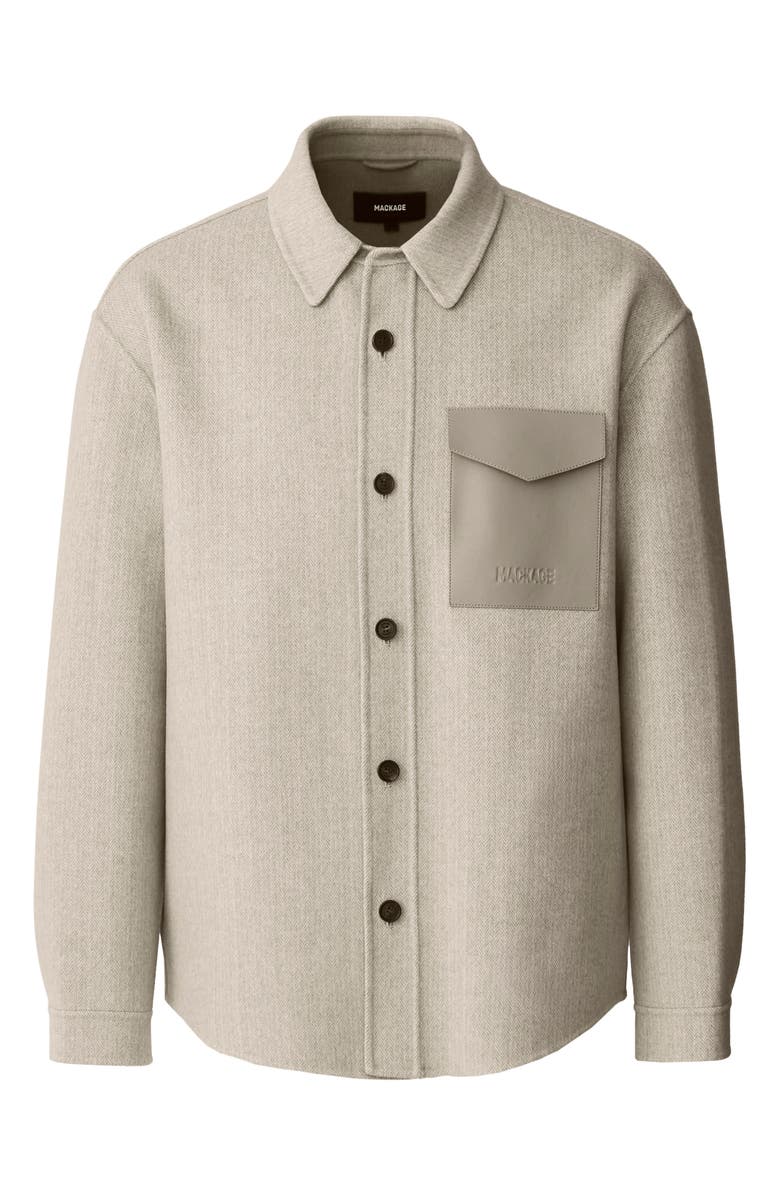 Mackage Emmanuel Double Face Wool Overshirt, Alternate, color, Taupe Mix-Taupe