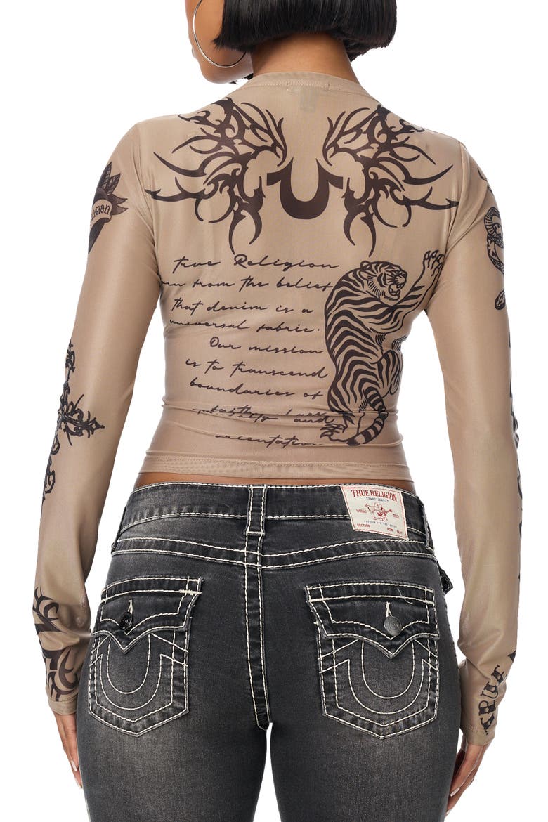 Tattoo Scoop Neck Long Sleeve Top, Alternate, color, SILVER MINK