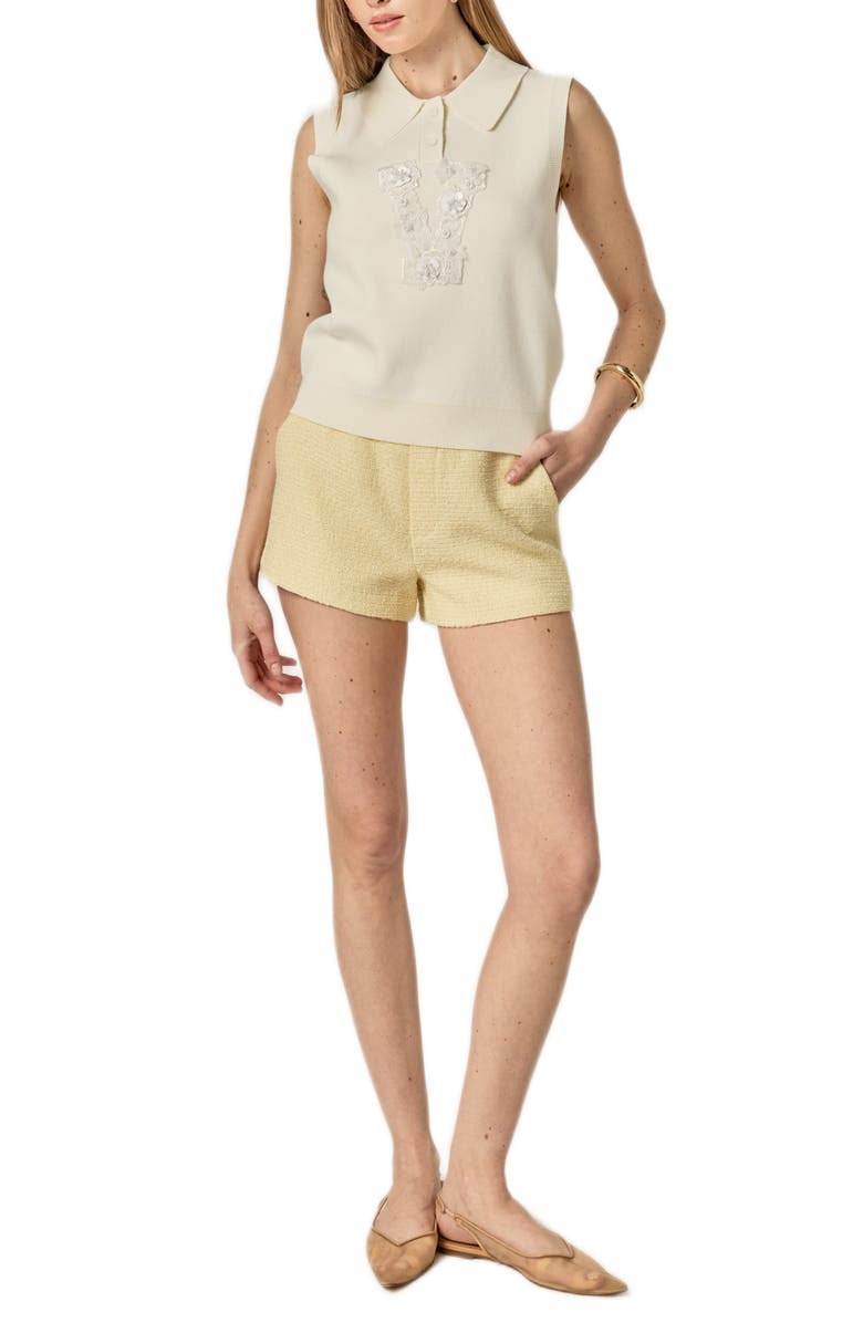 English Factory Appliqué Knit Vest, Alternate, color, Cream