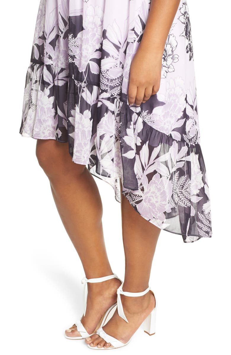 Vince Camuto Print Flutter Midi Dress, Alternate, color,