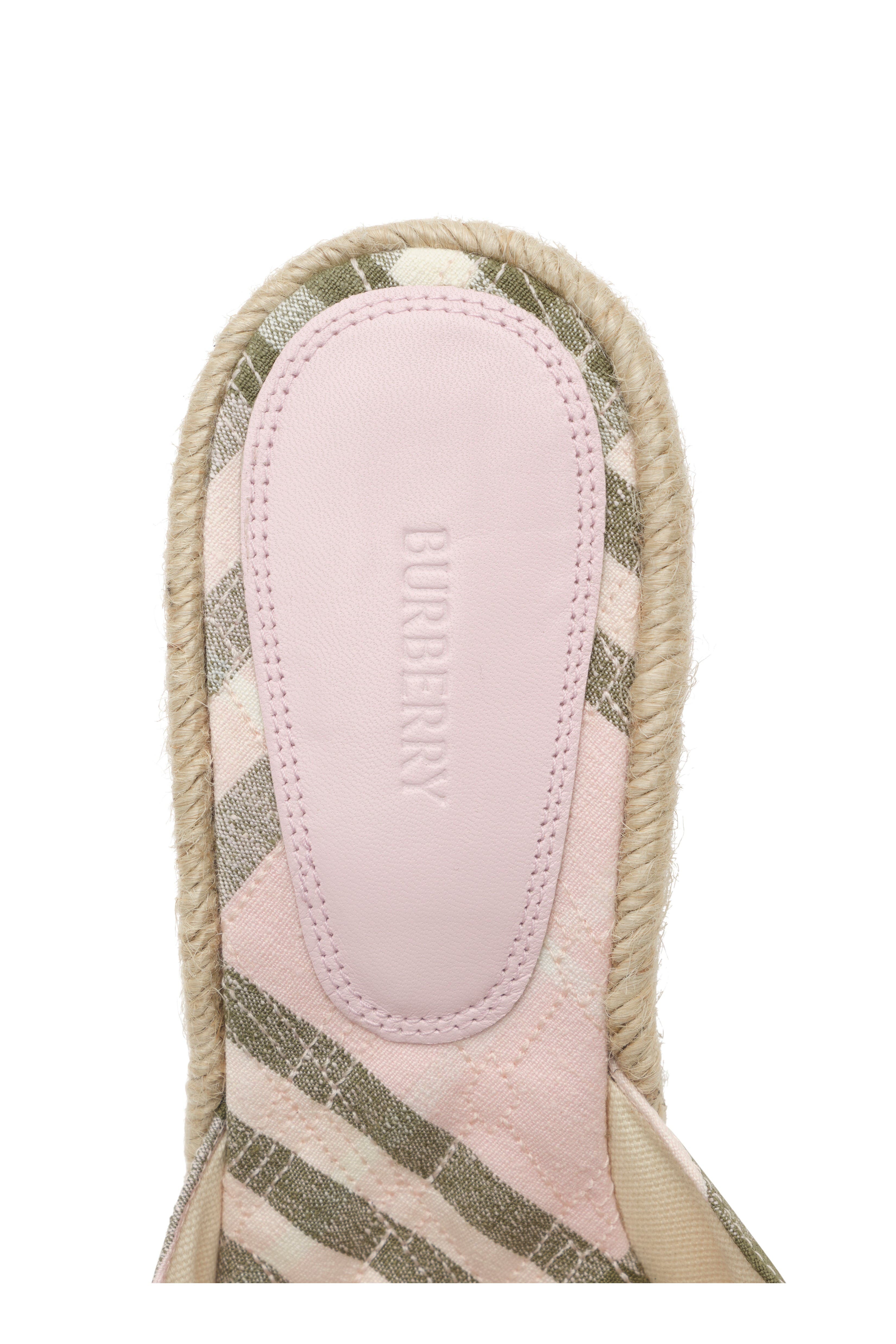 Burberry Check Mews Espadrille Mules, Alternate, color, Mallow Pink