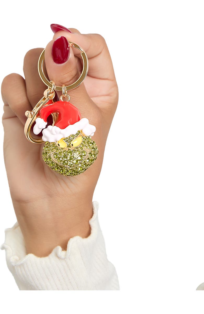 Dr. Seuss The Grinch Crystal Keychain with Santa Hat, Gold‑Tone, Alternate, color, Multi