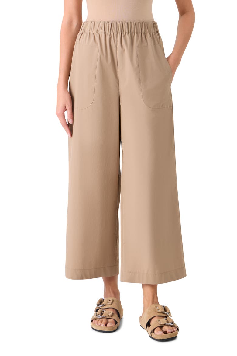 Frey Wide Leg Crop Tech Pants, Main, color, BEIGE