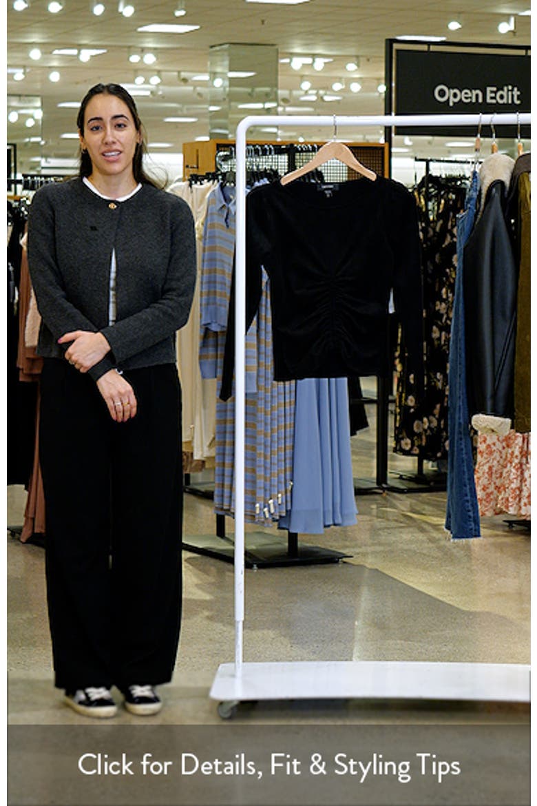 Faux Suede Shirred Long Sleeve Top video
