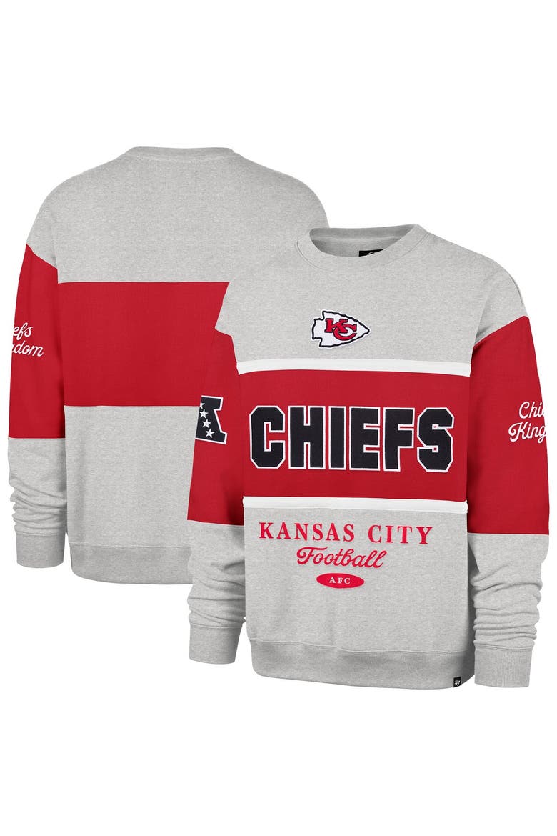 Men's '47 Red/Heather Gray Kansas City Chiefs Blockfield Maximalist Sweatshirt, Main, color, Red