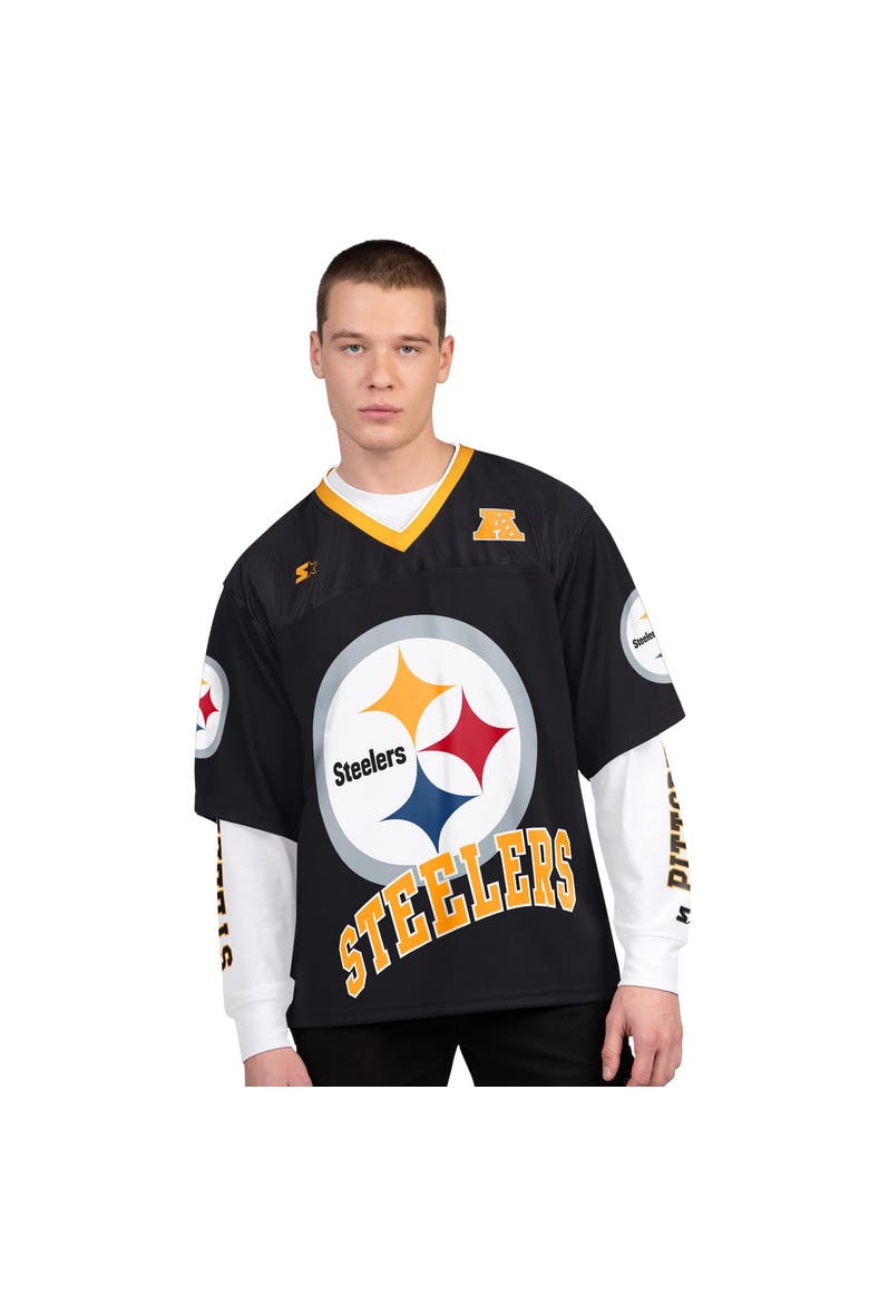 Men's Starter Black/White Pittsburgh Steelers Short Sleeve & Long Sleeve T-Shirt Combo Pack, Main, color, Black