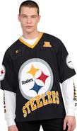 STARTER Men's Starter Black/White Pittsburgh Steelers Short Sleeve & Long Sleeve T-Shirt Combo Pack
