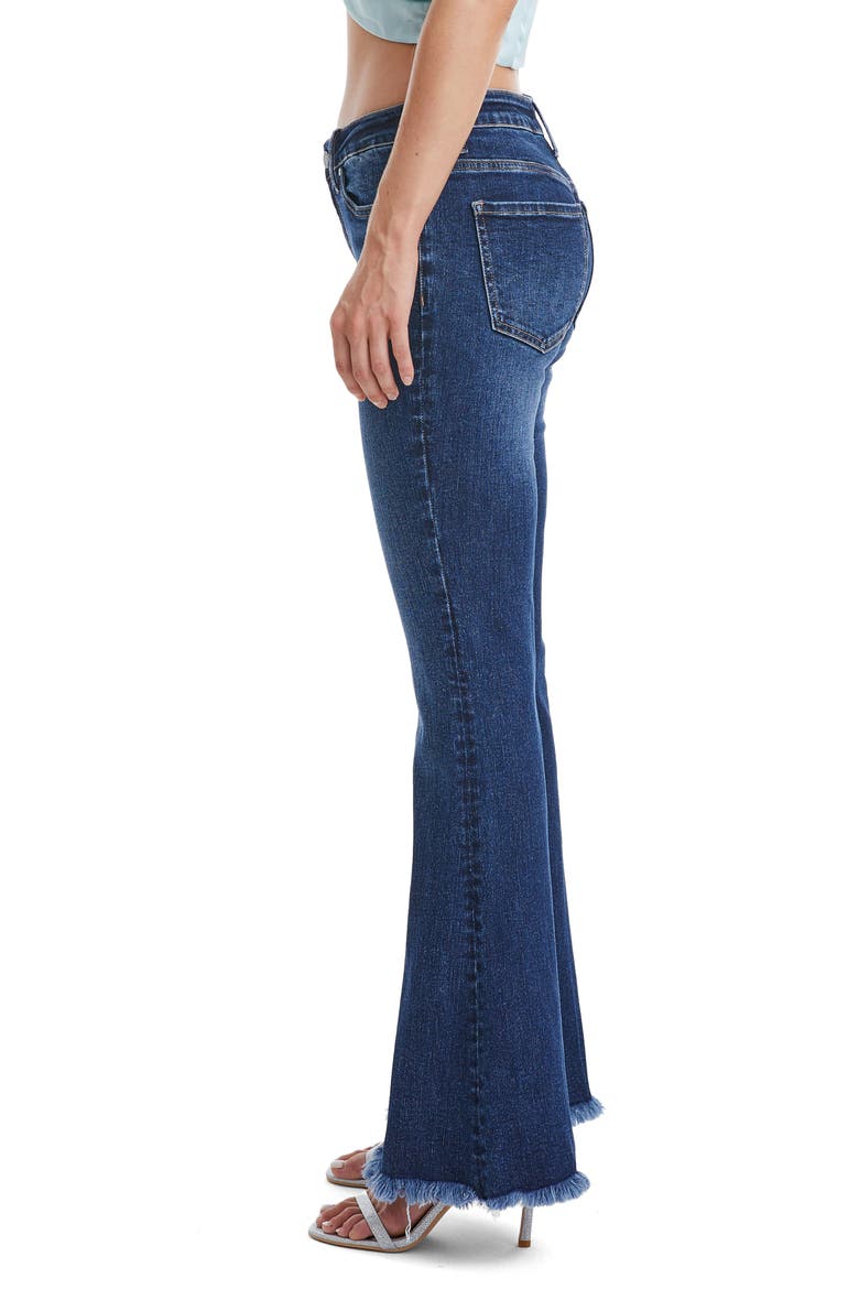 Frayed Mid Rise Flare Jeans, Alternate, color, DEEP SEA