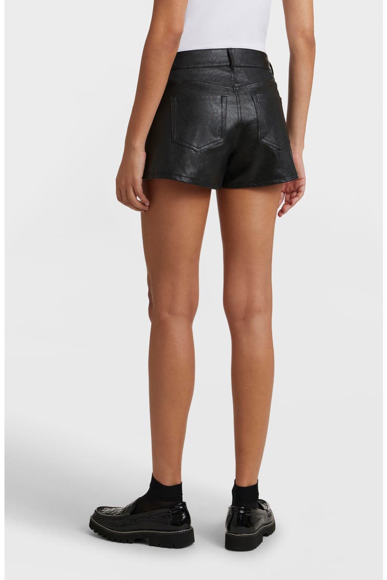 Faux Leather Five-Pocket Shorts, Alternate, color, BLACK