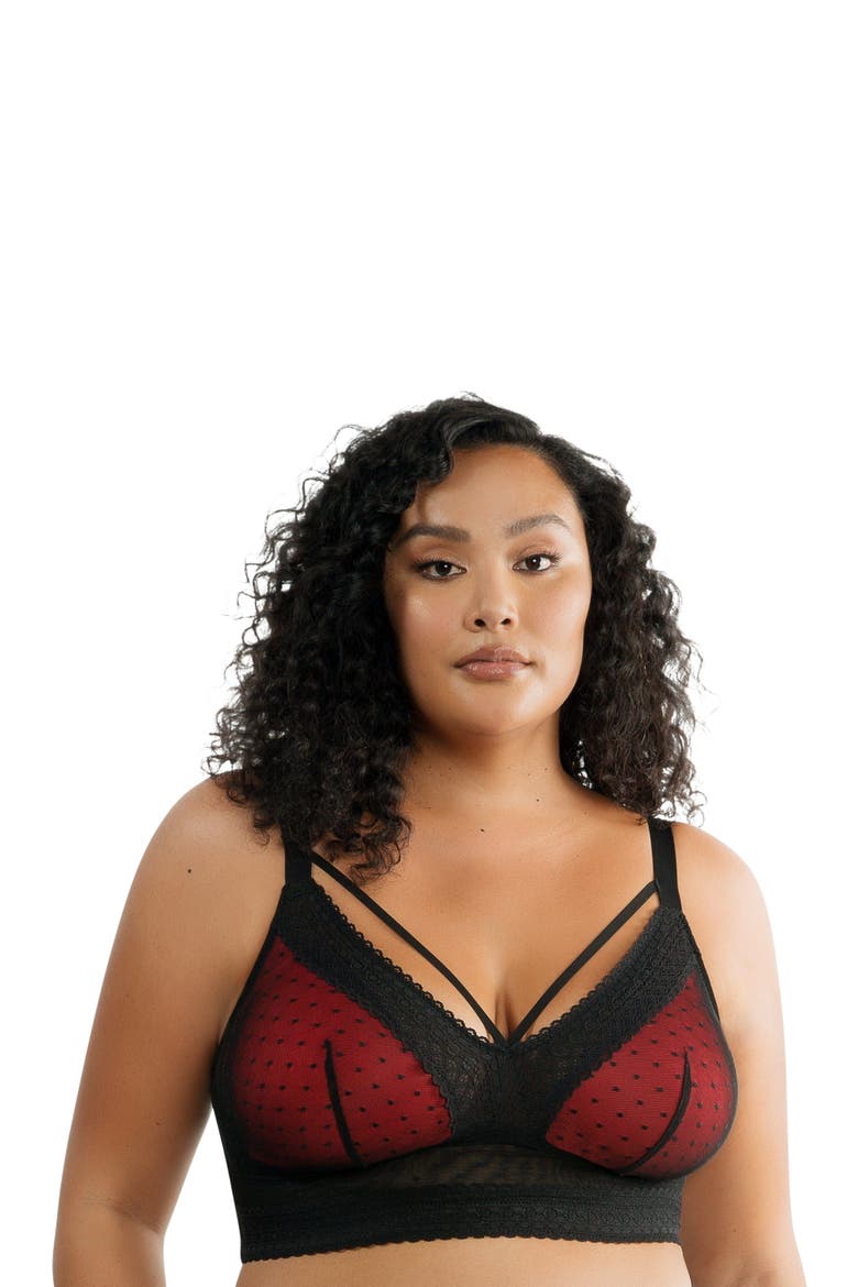 Mia Wire-Free Padded Mesh Bralette, Alternate, color, Black