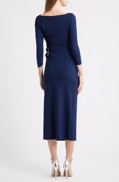 Chiara Boni La Petite Robe Onori Sequin Appliqué Knit Midi Dress In Blue