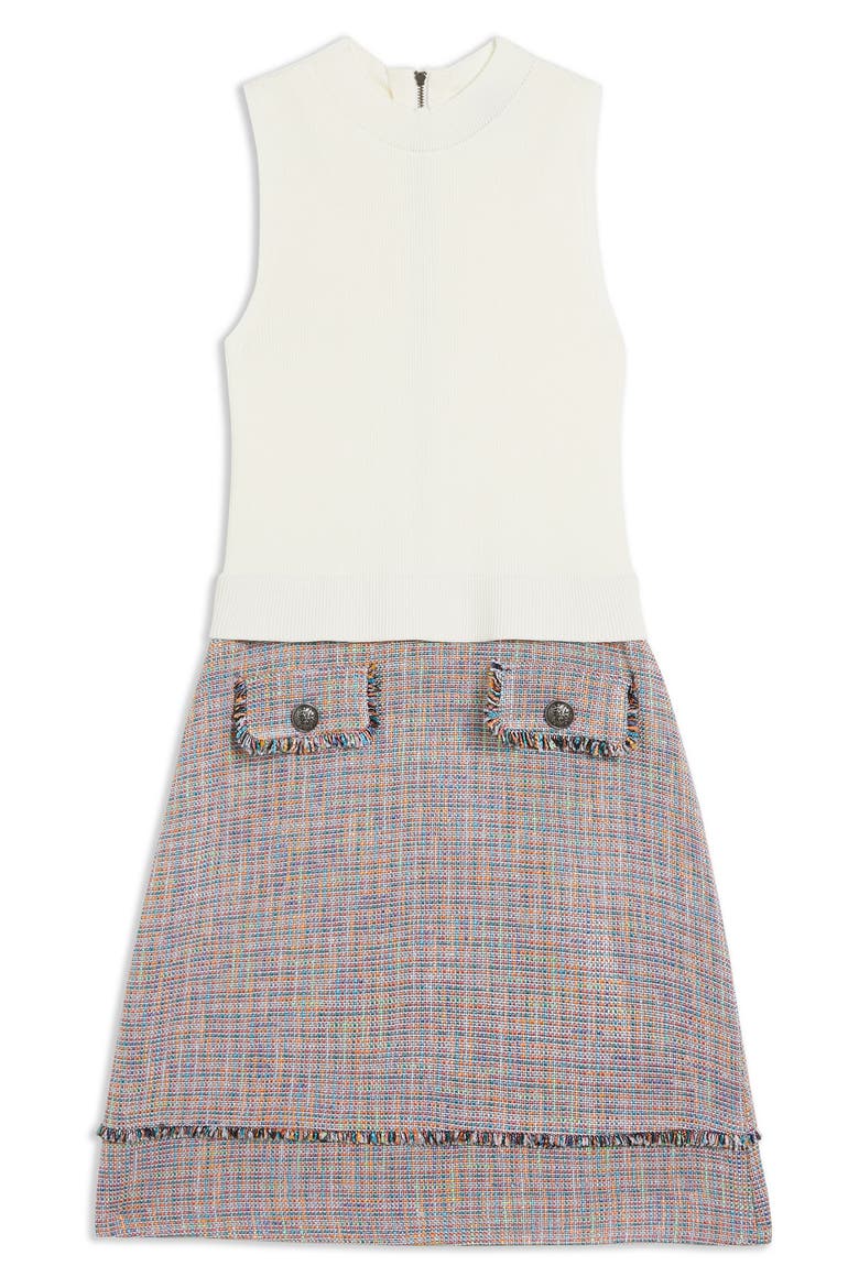 Mayumid Mixed Media Minidress, Alternate, color, IVORY
