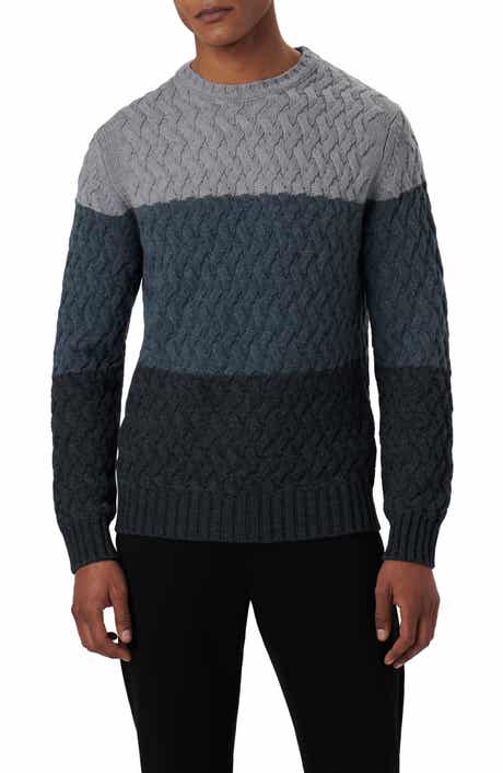 Bugatchi Color Block Merino Wool Blend Crewneck Sweater