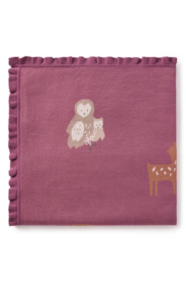 Elegant Baby Forest Family Cotton Knit Blanket, Main, color, Dark Violet