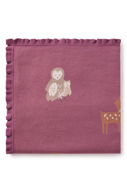 Elegant Baby Forest Family Cotton Knit Blanket In Dark Violet