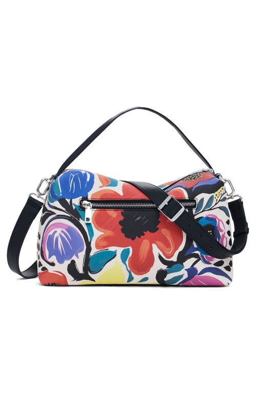 Desigual Floral Cotton Canvas Handbag In Red Floral Multi
