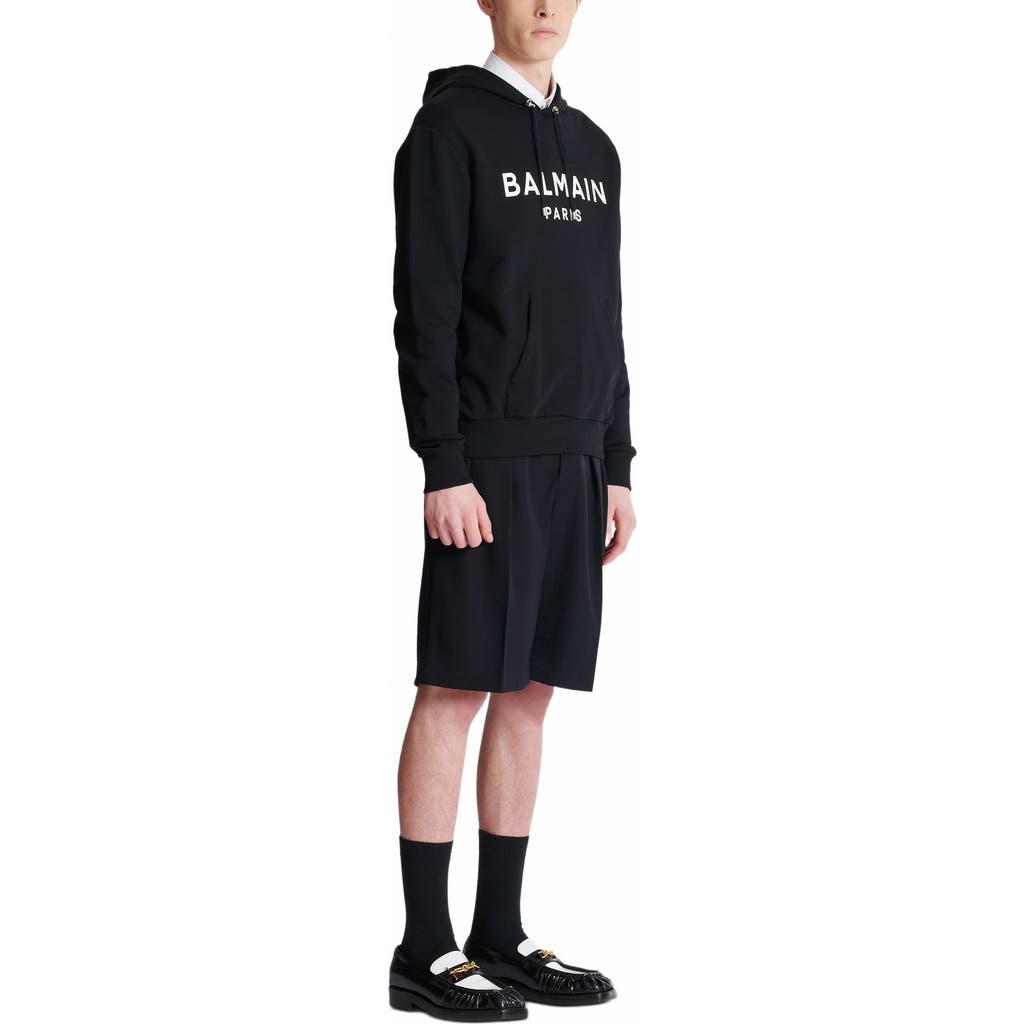 Balmain Slouchy Black Organic Cotton Hoodie With Bold Logo Print