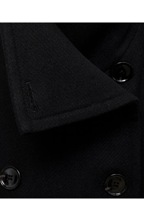 Mango Double Breasted Wool Blend Coat In Black