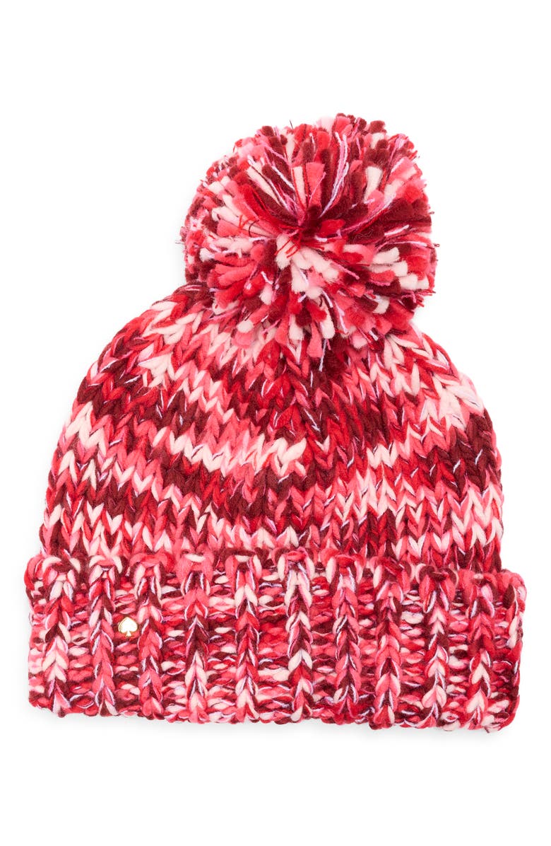 Kate Spade New York space dyed marled beanie, Main, color, Pink/ Red