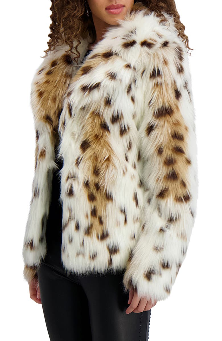 KARL LAGERFELD PARIS Snow Leopard Spot Faux Fur Coat, Alternate, color, Leopard