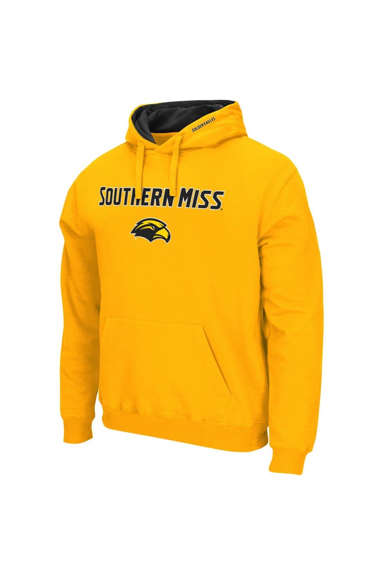 Men's Colosseum Gold Southern Miss Golden Eagles Arch and Logo Pullover Hoodie, Alternate, color, Gold