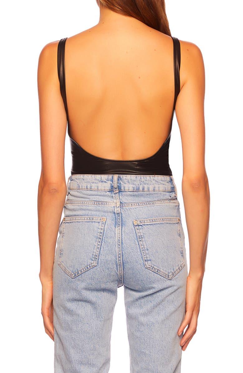 Susana Monaco Faux Leather Low Back Bodysuit, Alternate, color,